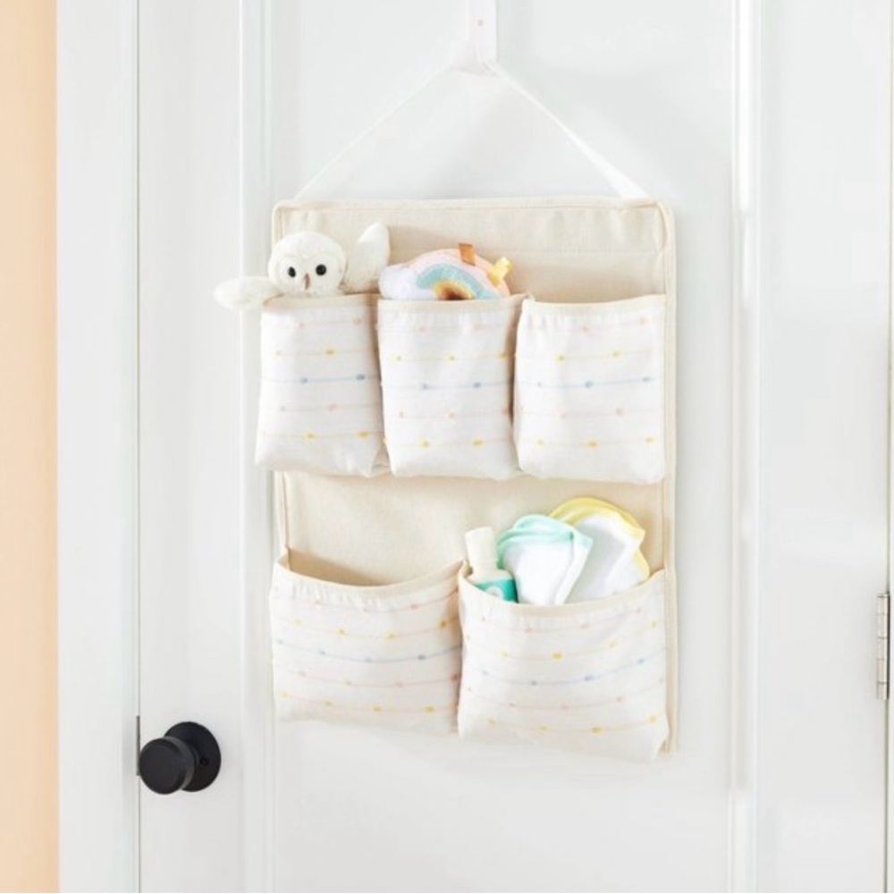 cloud island Hanging Nursery Organizer in Cream with Pastel Dot Accents NWT